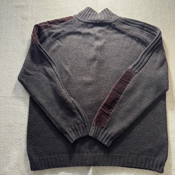 Pal Zileri Sport Italian Alpaca & Merino Brown Knit Sweater with Velvet Panels - Picture 3 of 16